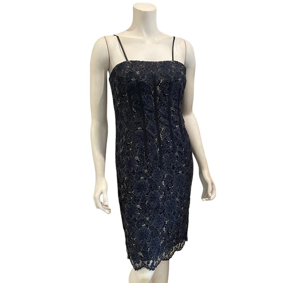 Aidan Mattox Metallic Lace Corset Sheath Dress - Picture 1 of 16